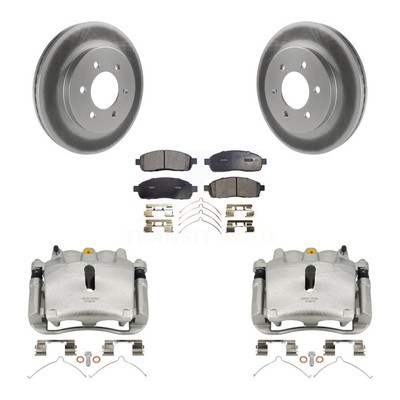 Brake Caliper Coat Rotor Semi-Metallic Pad Front Kit For Ford F-150 Lincoln Mark