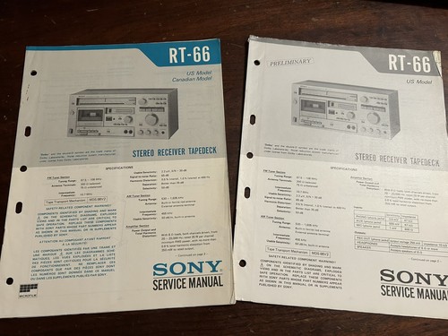 Sony RT-66 Stereo Receiver Tapedeck US Model Service Manual OEM Vintage ...