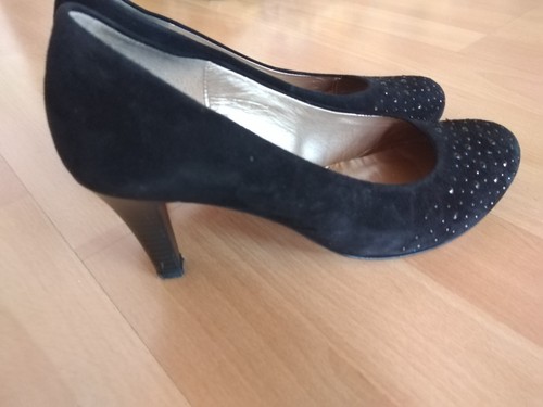Gabor WildLederpumps schwarz mit roter Sohle und Glitzersteinchen Gr 6 1/2 - Bild 3 von 4
