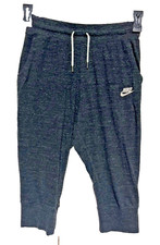 WOMEN'S NIKE VINTAGE LOOK HEATHERED BLACK CAPRI TRAINING PANTS SIZE SMALL