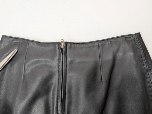Petite Sophisticate Women 4 Dark Brwn Leather Mini Skirt Back Zip Lined Goth Y2K - Picture 6 of 15