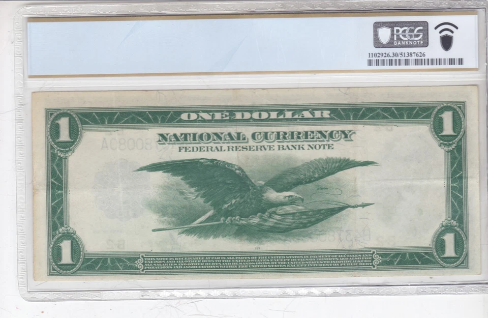 US 1918 $1 FRBN New York FR 712 PCGS 30 Ch VF - Image 2 of 2
