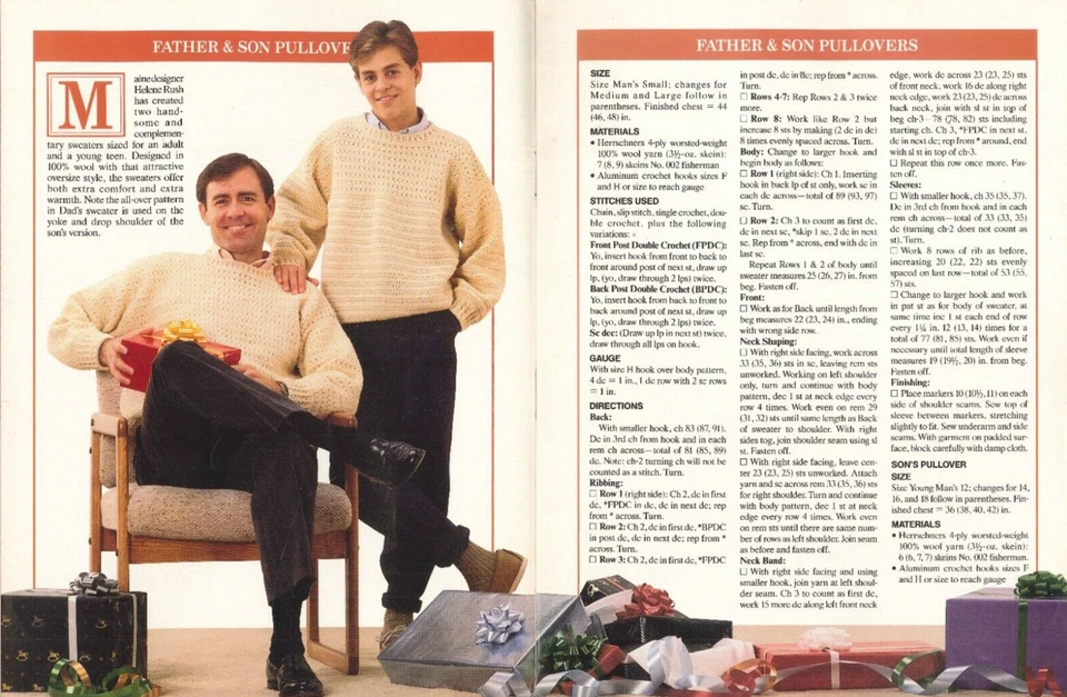 Herrschners Crochet Patterns Dic 1988 Navidad Rudolph Suéter Mitones Afganos Foto 4 de 4