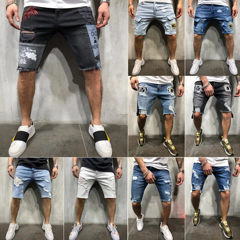 Mens frayed hotsell denim shorts