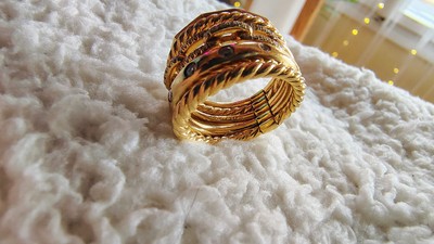 David Yurman Stax 5 Five Row Ring 18K Yellow Gold w Diamonds 15mm #R12935D88ADi