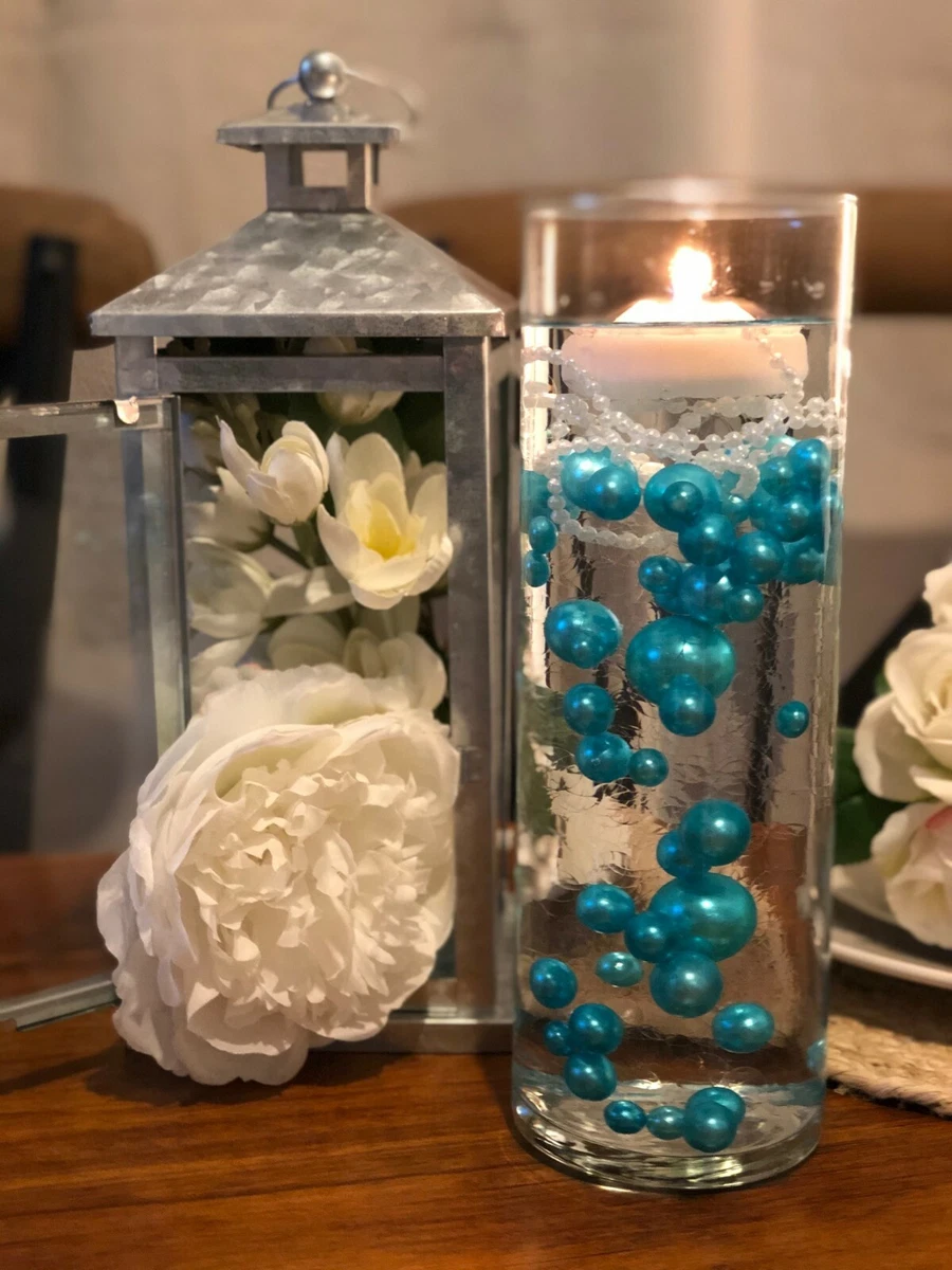 Floating Teal Blue Pearls, Centerpieces Decoration 80pc DIY Table Decor