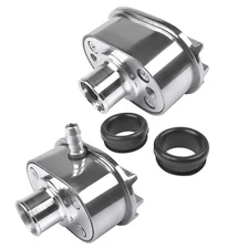 Finned Oval Polished Aluminum Valve Cover Breather &PCV Valve Combo High Quality