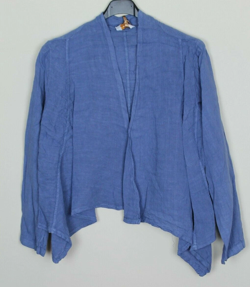 NEW LADIES ITALIAN QUIRKY LAGENLOOK PLAIN LAYERING LINEN WATERFALL JACKET