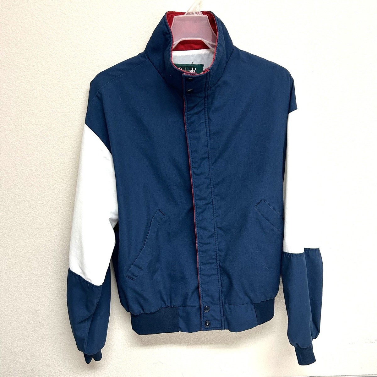 Vtg Dunbrooke Men M Bomber Jacket Coat Blue White Full Zip Lined