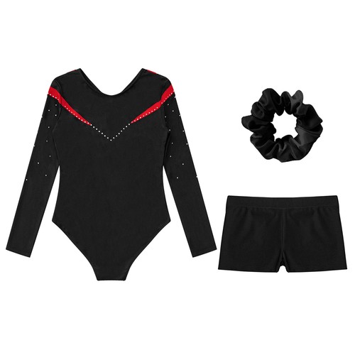 Kids Girls Jumpsuit And Bottoms Fitness Dance Outfit Hair Band Bodysuit Party - Picture 29 of 34