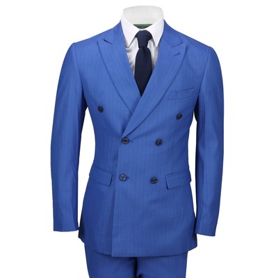 blue check double breasted suit