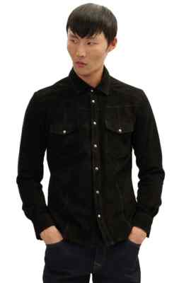Best Selling New Luxury Men's Black Lambskin Suede Shirt Custom Made All Sizes