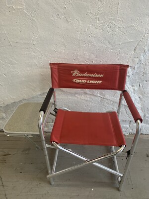 ♦Budweiserバトワイザー折り畳み式　ビーチチェア♦レトロUSED RARE Vintage Budweiser Folding Seat Camp Aluminum Chair By Picnic