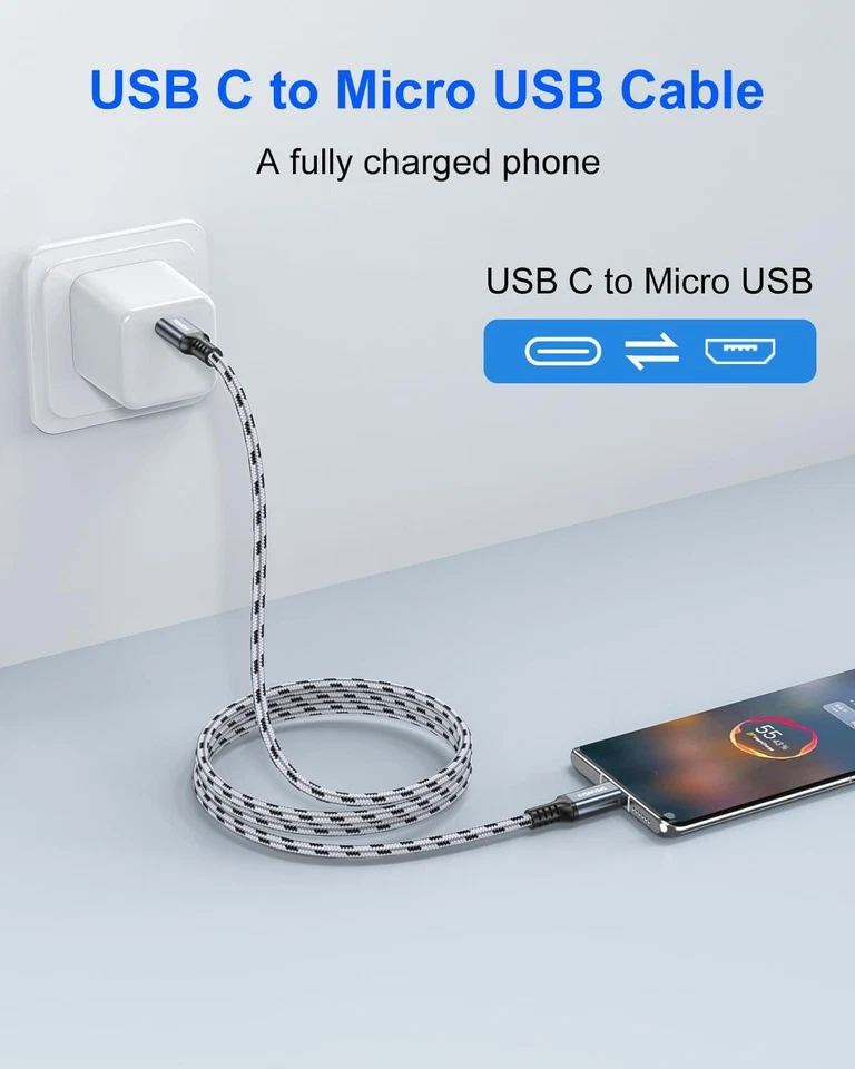 SNANSHI USB C to Micro Cable 4ft, PS4 Controller Charger, 4FT, Black - Image 3 of 4