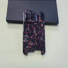 Pure Carbon Fiber Cover For iPhone 15 14 16 Pro Max Irregular Glossy Forged Case