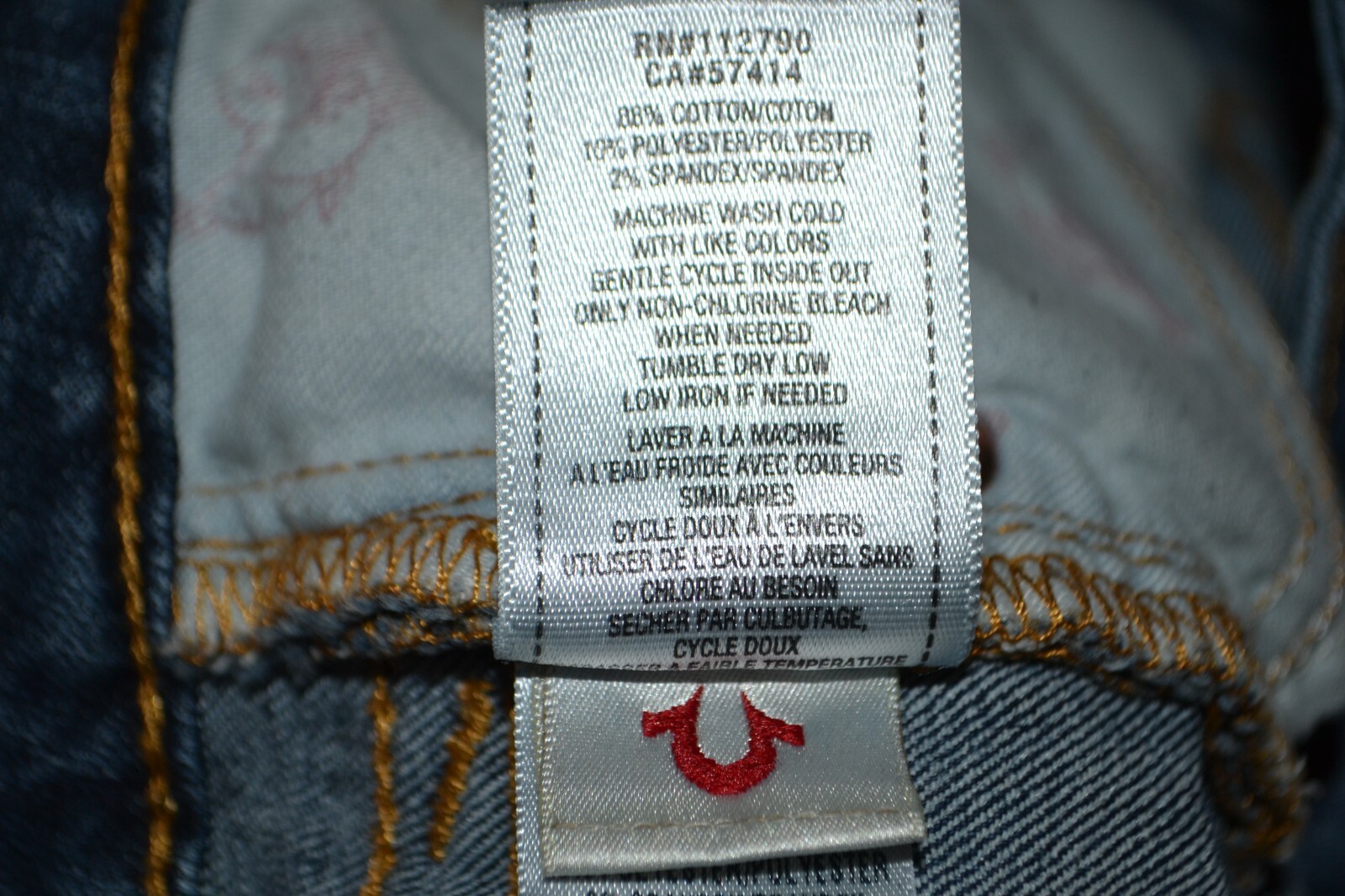 True Religion Women's Straight No Pocket Flaps Blue Denim Jeans Sz 28x33 thumbnail 10