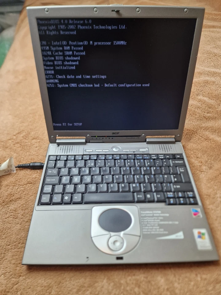 Acer Travelmate 372TMi 370 Series Intel Pentium M 1.5GHz 12.1" Untested Read... - Image 2 of 4