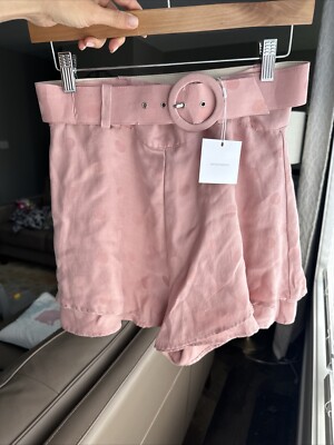 Lavender Brown Size M Blush Pink Buckle Belt Short Shorts $182 Snag