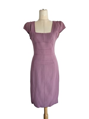 Elie Saab Lila Kurzarm Midikleid