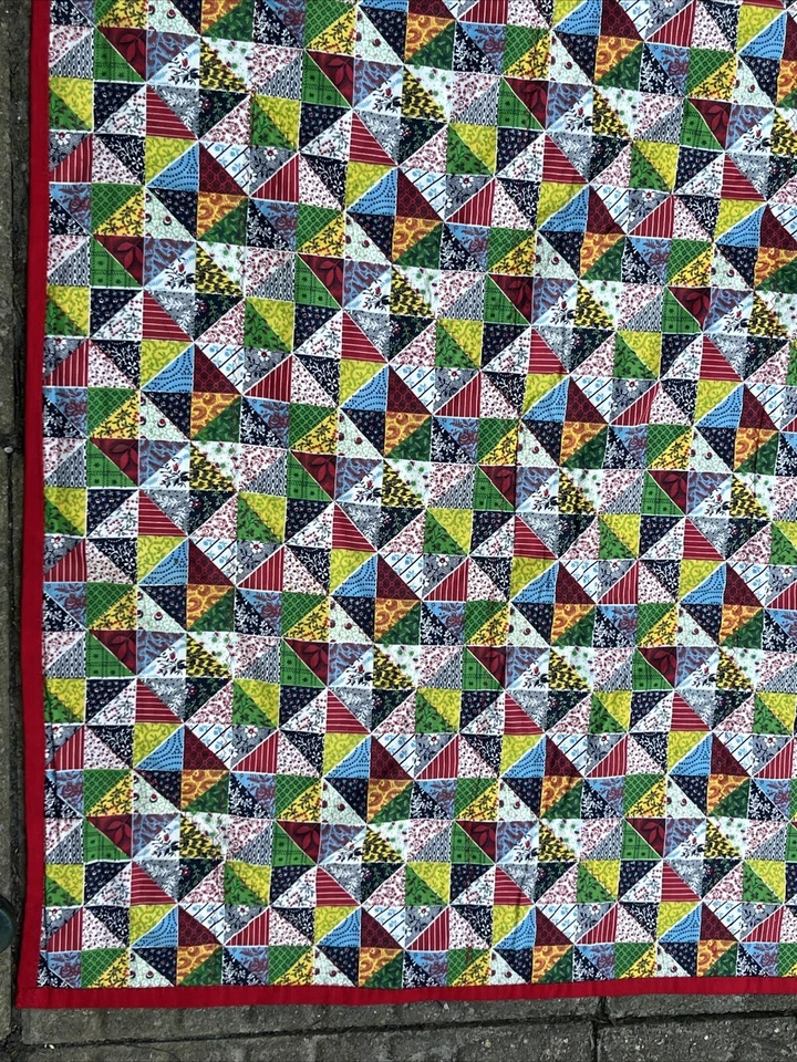 Antique Red Patchwork Quilt Floral Heirloom Blanket Throw Bedding VTG 80”x66” - Image 4 of 4