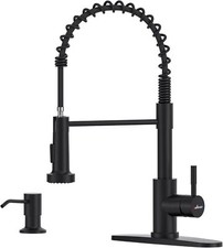 Black Kitchen Faucet, Stainless Steel Kitchen Sink Single Handle Spring Faucet