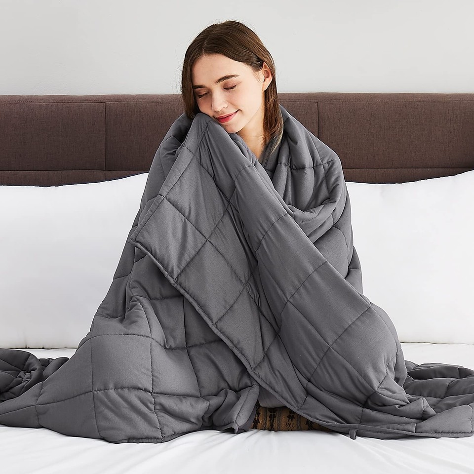 Weighted Blanket for Adults (15lbs, 48"x72", Full, Grey) Heavy Blanket