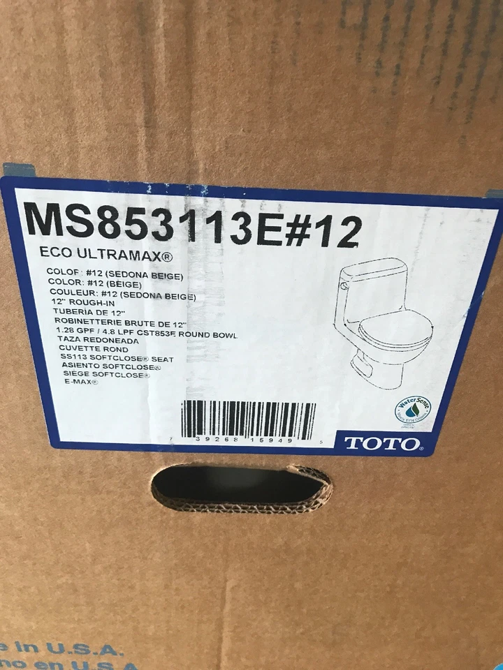 Toto MS853113E#12 Eco Ultramax Round Front One Piece Toilet, Sedona Beige - Image 3 of 4