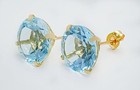 GENUINE 8.80 Cts AQUAMARINE STUDS EARRINGS 14K YELLOW GOLD - Free Appraisal -NWT — photo 6