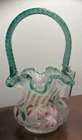 Fenton 1995 90th Anniversary Iridized Optic Basket EUC Hand Painted Signed