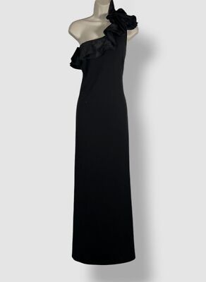 Jessica Howard Womens Rosette One-Shoulder Gown - Black