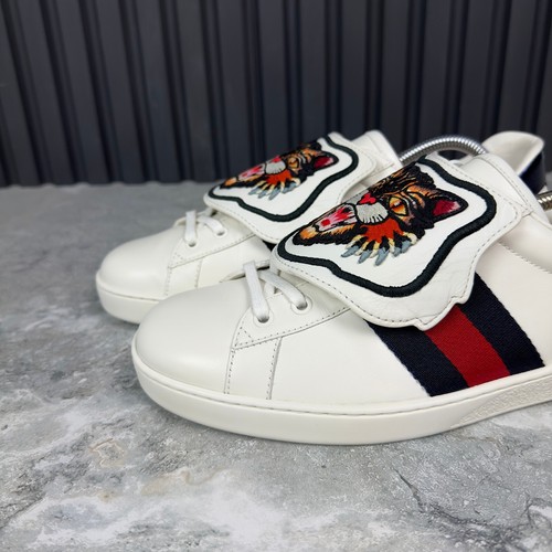 Gucci Ace Web Tiger Sneaker Patch White Leather Python 9.5 G or 10 US 43.5 EUR - Picture 11 of 24