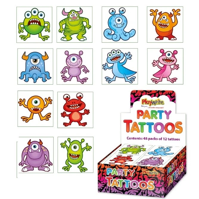 LND GIFTS Monster Temporary Tattoos Boys Kids Childrens Party Bag Fillers (12 In A Pack)