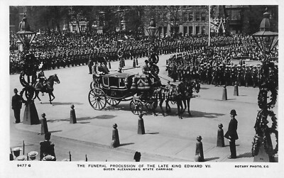 Postcard RPPC Funeral Procession of Late King Edward VII Queen Alexandra's Carri