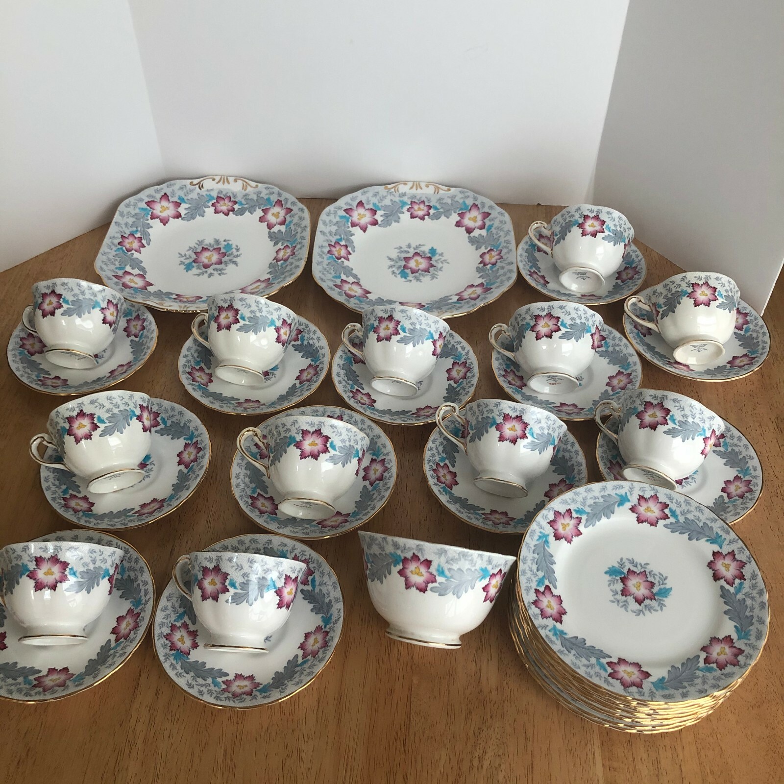 New Chelsea England Fine Bone China teacup/saucer/plate trios Vintage ...