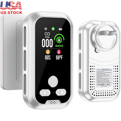 4 in 1 Smoke Carbon Monoxide Detector W/ HD Screen Backup Battery Indoor Alarm