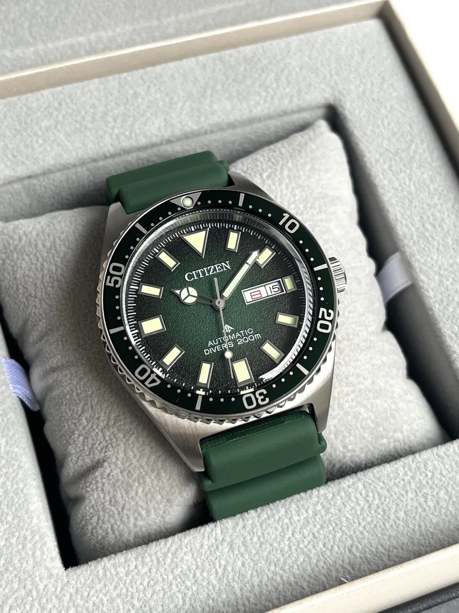 New Citizen Promaster Watch NY0121 09X Automatic Diver Green Dial Black Rubber