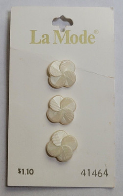VINTAGE ~ Pink Floral Buttons - 3 Ea. ~ ½'' Dia. ~ #41464 - By LaMode - 01