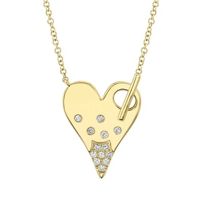 Diamond Heart Pendant Necklace 14K Yellow Gold Bezel Set - Main Image