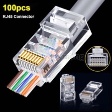 100PCS RJ45 CAT6 Pass Through Modular Plug Network Cable Connector End 8P8C CAT5