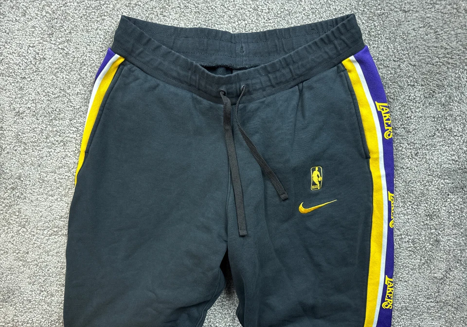 Nike Los Angeles Lakers Sweatpants Mens XXL 2XL Black Yellow Swoosh Logoman - Image 3 of 4