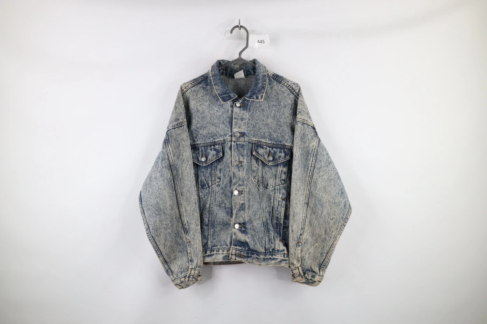 Vtg 90s Streetwear Mens Large Distressed Acid Wash Cat Kitten Trucker Jacket USA