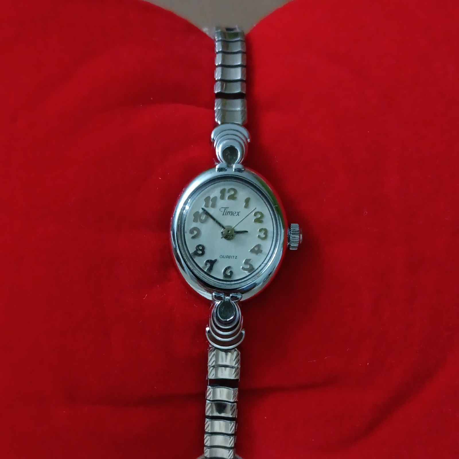 Timex Women’s Quartz Analog Oval Silver Bracelet Watch White Dial