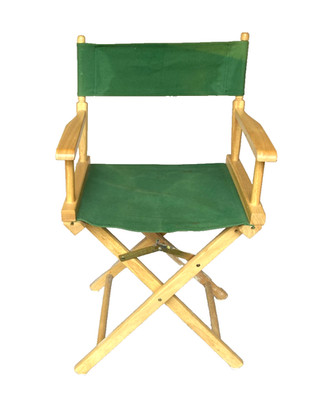 Vintage Folding Director's Chair Green Canvas Oak Wood Frame MCM