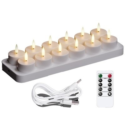 12 Pcs Rechargeable Tealights Rechargeable Flameless Candles with Remote Control