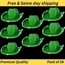 24Pcs  LED Flashing Cowboy Hat with Sequin Green Lights - Cowgirl Festival Party
