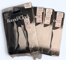 4 Round The Clock VTG Pantyhose Sz C/D Blue Navy Smoke Pattern 620
