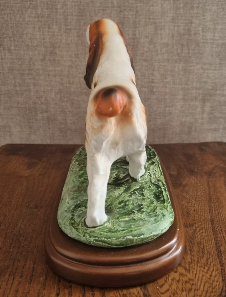 Statue Cocker Spaniel Résine Vintage sur Socle Bois Déco Chien 18 cm - Photo 3/4