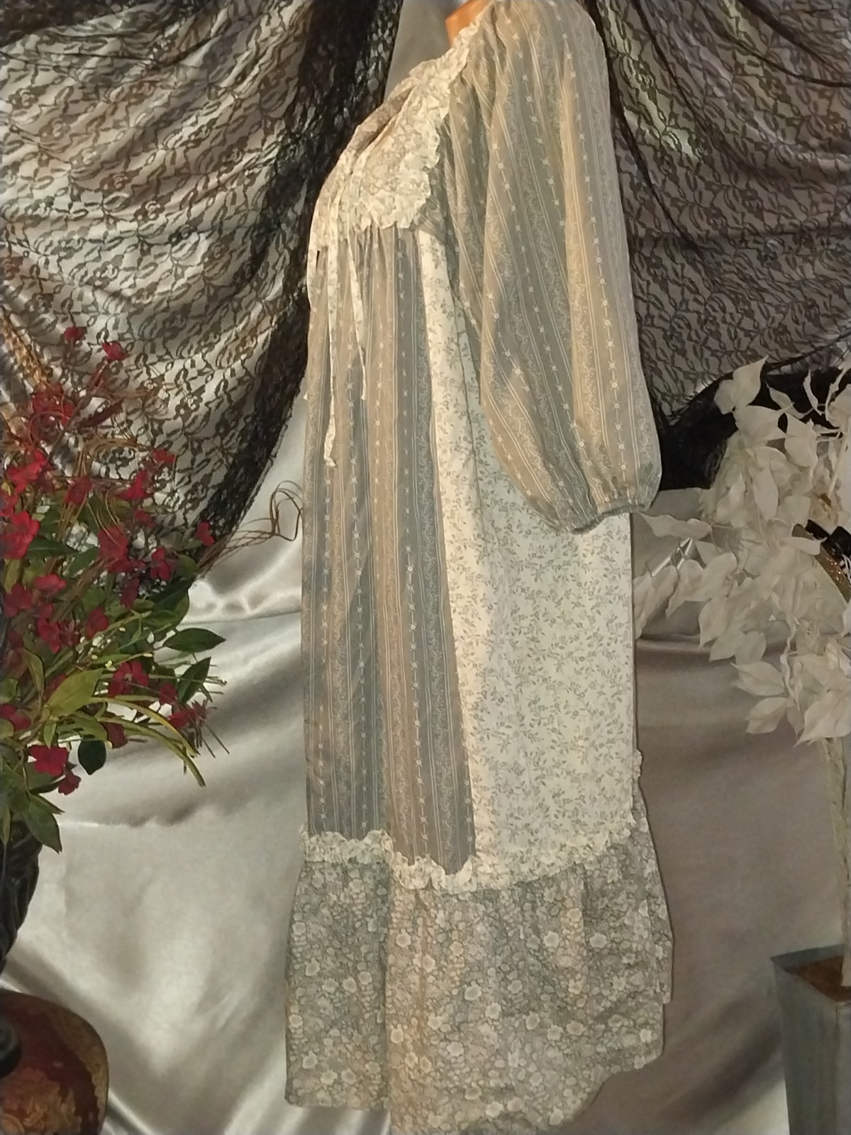 Vtg PRAIRIE FARMHOUSE COTTAGE FOLK Prim Housedres… - image 7