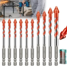 10x Four-Blade Eccentric Drill Bit 1/4" 5/16" 3/8" 1/2" for Masonry Glass Tile
