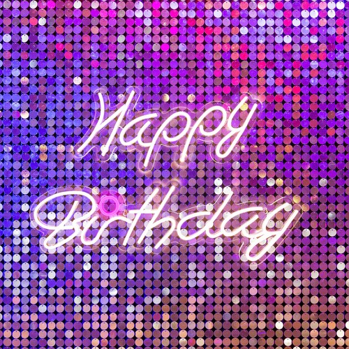 Large Happy Birthday Neon Sign on Transparent Acrylic Base | Bright LED Signs...